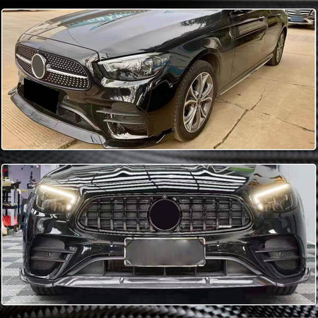 Mercedes Benz E Class W213 E350 E450 Sport Facelift 2021UP Front Bumper Lip Carbon Fiber-Ahacarbon