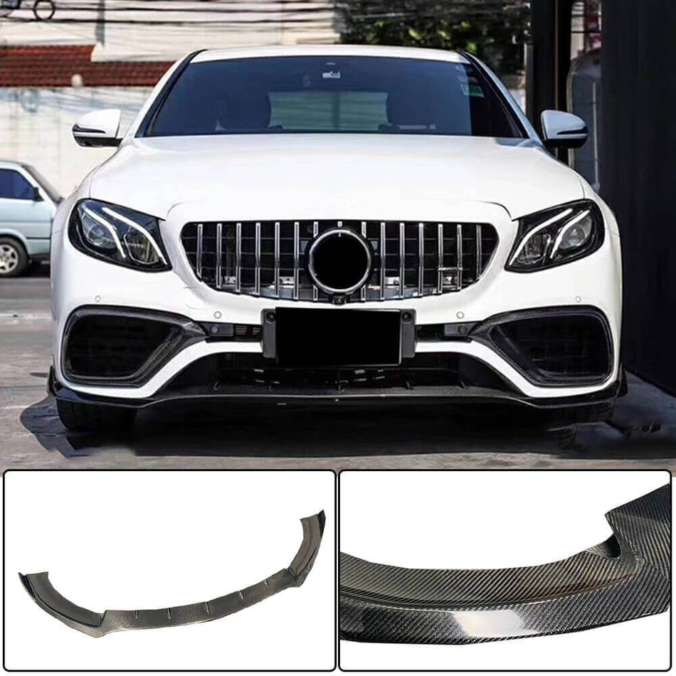 Mercedes Benz E Class W213 E63 (S) AMG 2016-2019 Front Bumper Lip Carbon Fiber-Ahacarbon