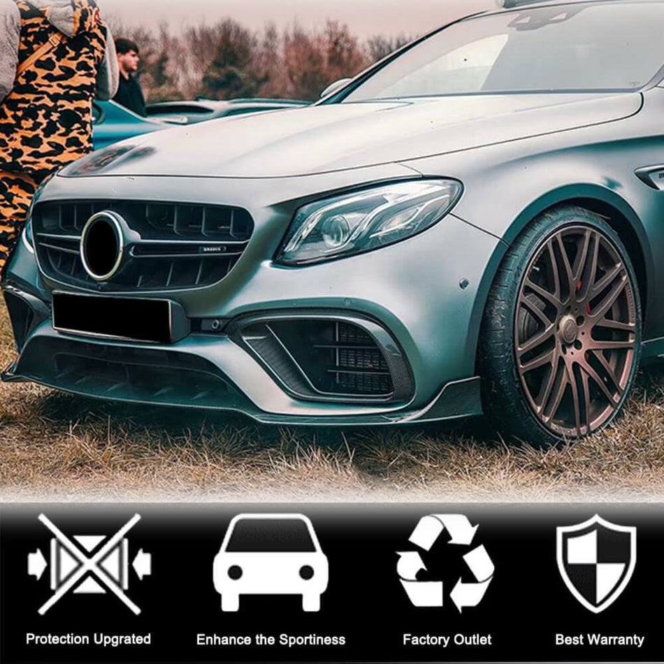 Mercedes Benz E Class W213 E63 (S) AMG 2016-2019 Front Bumper Lip Carbon Fiber-Ahacarbon