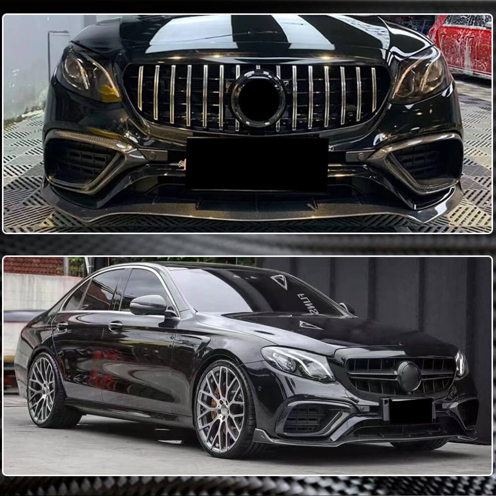Mercedes Benz E Class W213 E63 (S) AMG 2016-2019 Front Bumper Lip Carbon Fiber-Ahacarbon
