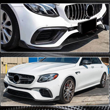 Mercedes Benz E Class W213 E63 (S) AMG 2016-2019 Front Bumper Lip Carbon Fiber-Ahacarbon