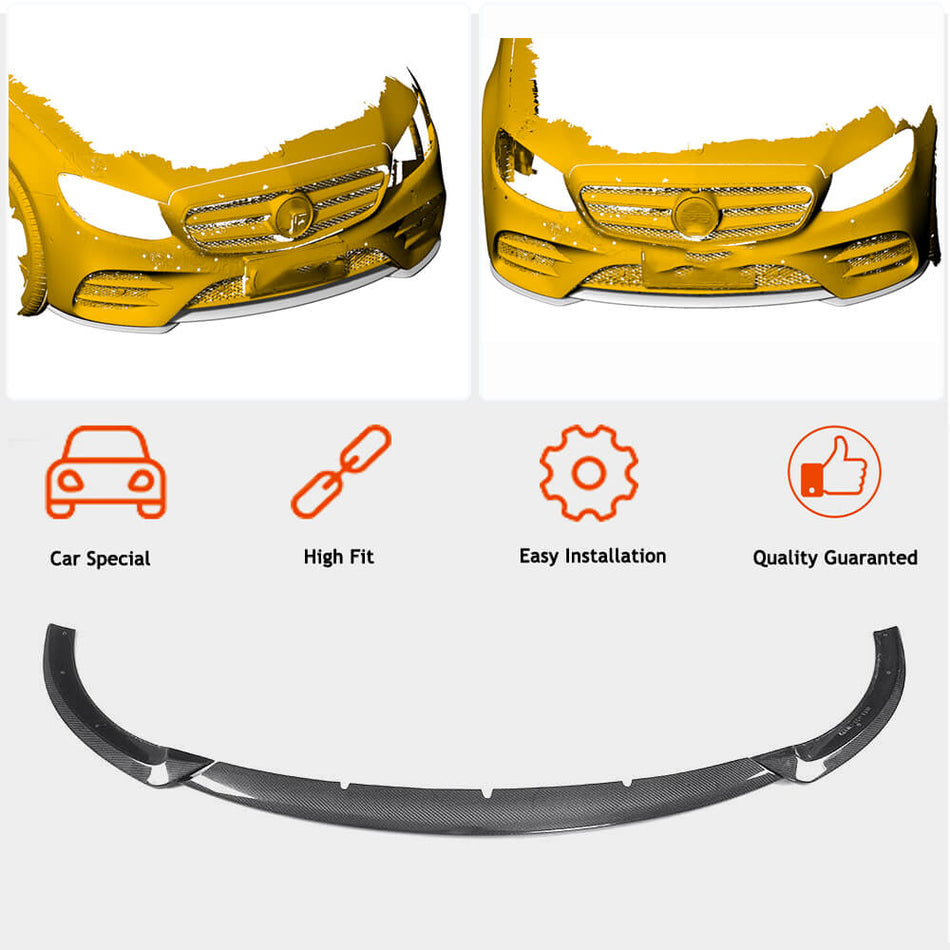 Mercedes Benz W213 Sport E43 AMG Sedan 2017-2019 Front Bumper Lip Carbon Fiber-Ahacarbon