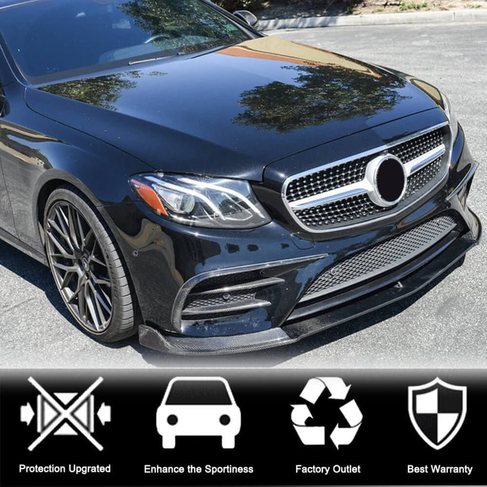 Mercedes Benz E Class W213 Sport E43 AMG 2017-2019 Front Bumper Lip Carbon Fiber-Ahacarbon