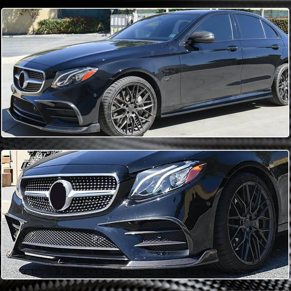 Mercedes Benz E Class W213 Sport E43 AMG 2017-2019 Front Bumper Lip Carbon Fiber-Ahacarbon