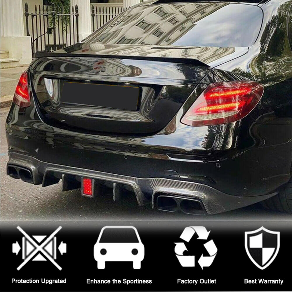 Mercedes Benz W213 Sport E43 E53 E63 AMG 2017-2019 Rear Bumper Diffuser W/Exhaust Carbon Fiber Tips-Ahacarbon