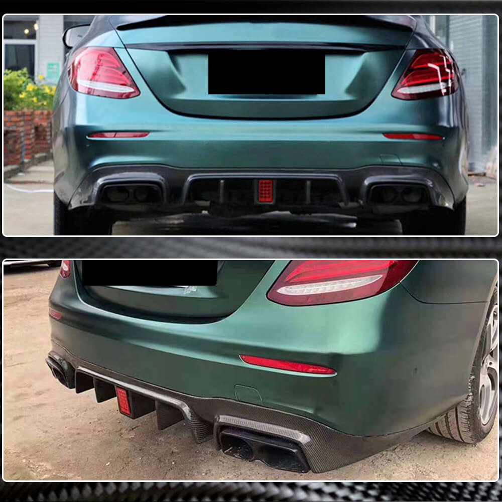 Mercedes Benz W213 Sport E43 E53 E63 AMG 2017-2019 Rear Bumper Diffuser W/Exhaust Carbon Fiber Tips-Ahacarbon