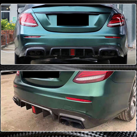 Mercedes Benz W213 Sport E43 E53 E63 AMG 2017-2019 Rear Bumper Diffuser W/Exhaust Carbon Fiber Tips-Ahacarbon