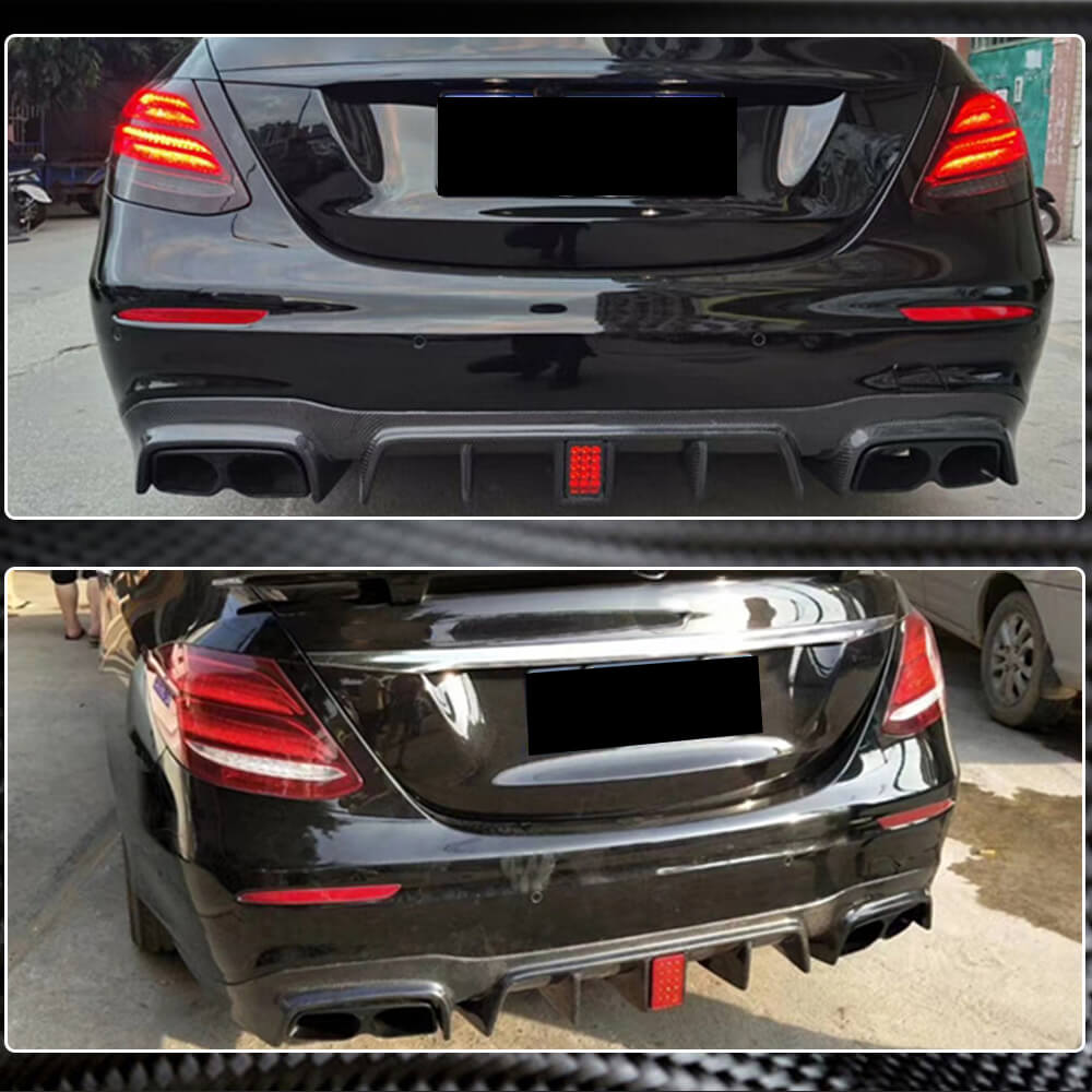 Mercedes Benz W213 Sport E43 E53 E63 AMG 2017-2019 Rear Bumper Diffuser W/Exhaust Carbon Fiber Tips-Ahacarbon