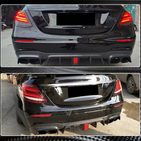 Mercedes Benz W213 Sport E43 E53 E63 AMG 2017-2019 Rear Bumper Diffuser W/Exhaust Carbon Fiber Tips-Ahacarbon