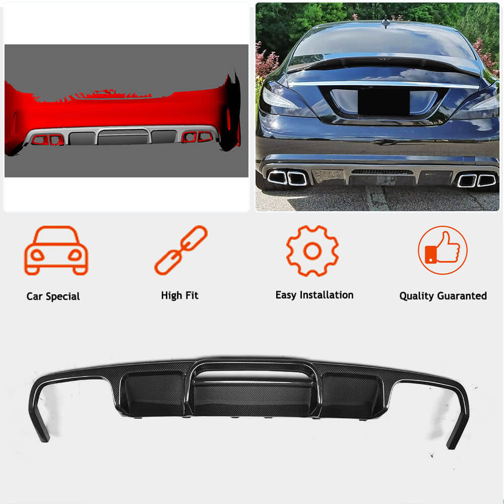 Mercedes Benz (W218) C218 Base CLS63 AMG 2015-2018 Rear Bumper Diffuser Carbon Fiber/FRP-Ahacarbon