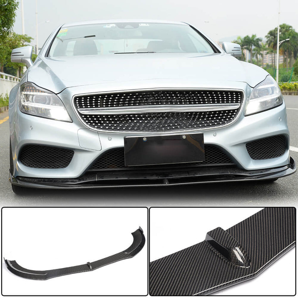 Mercedes Benz (W218) C218 CLS350 CLS400 CLS500 Base 2015-2018 Front Bumper Lip Carbon Fiber-Ahacarbon