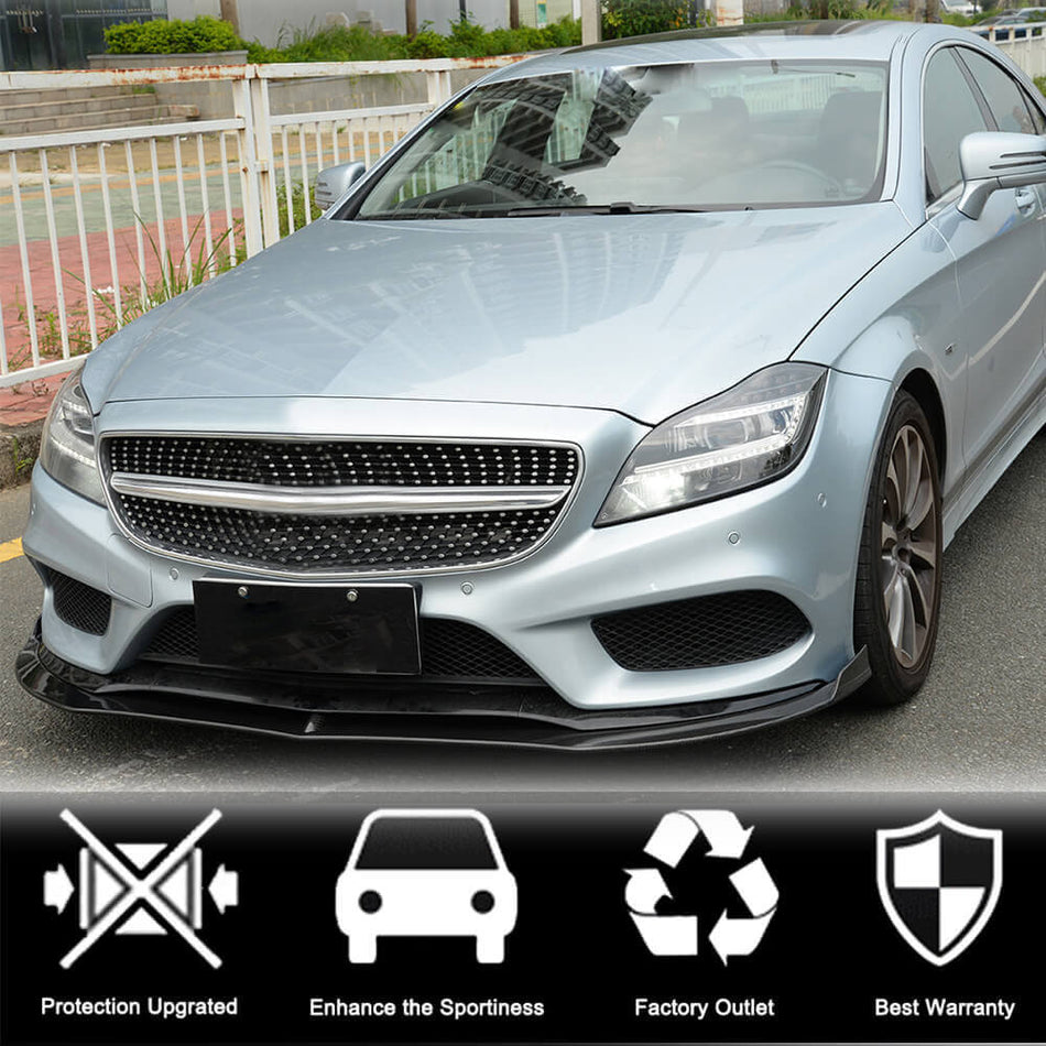 Mercedes Benz (W218) C218 CLS350 CLS400 CLS500 Base 2015-2018 Front Bumper Lip Carbon Fiber-Ahacarbon