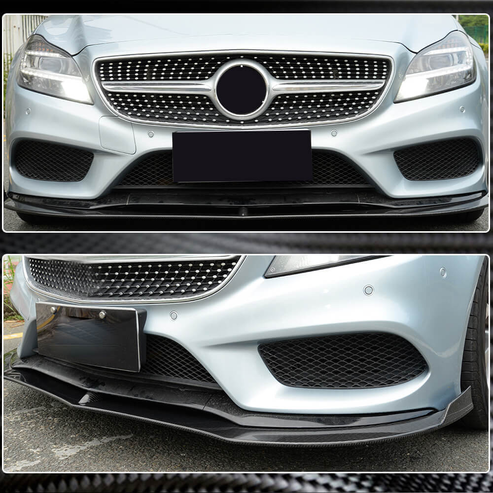 Mercedes Benz (W218) C218 CLS350 CLS400 CLS500 Base 2015-2018 Front Bumper Lip Carbon Fiber-Ahacarbon