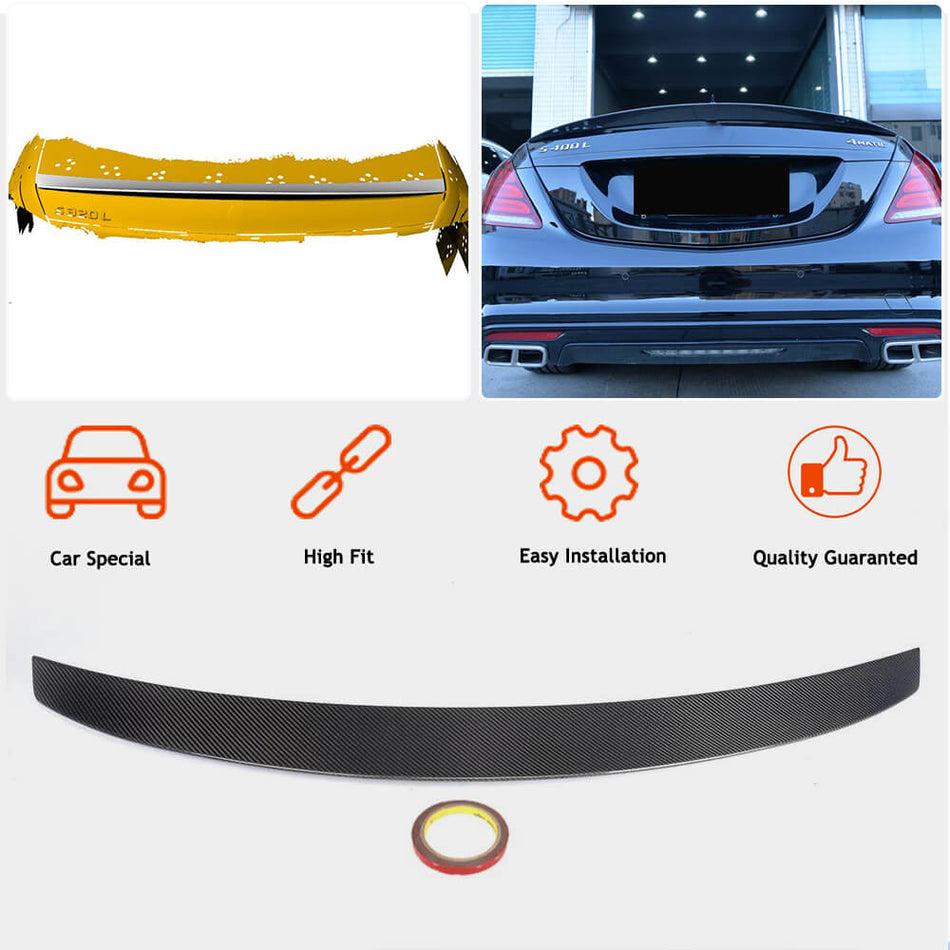 Mercedes Benz S Class W222 2014-2020 Rear Trunk Spoiler Carbon Fiber-Ahacarbon