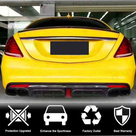 Mercedes Benz W222 Sport S63 AMG Pre-facelift 2014-2017 Rear Bumper Diffuser With Exhaust Pipe Tips Carbon Fiber-Ahacarbon