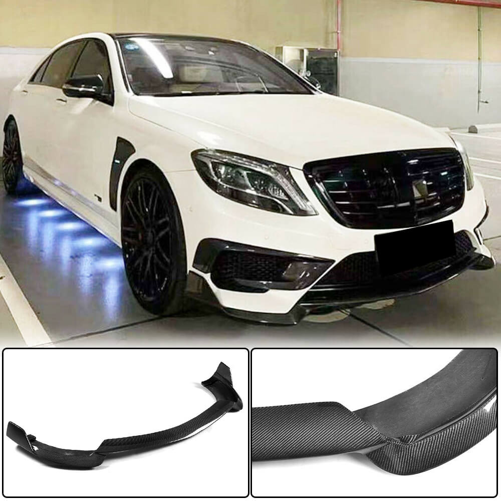 Mercedes Benz W222 S63 AMG Pre-facelift 2014-2017 Front Bumper Lip Carbon Fiber-Ahacarbon