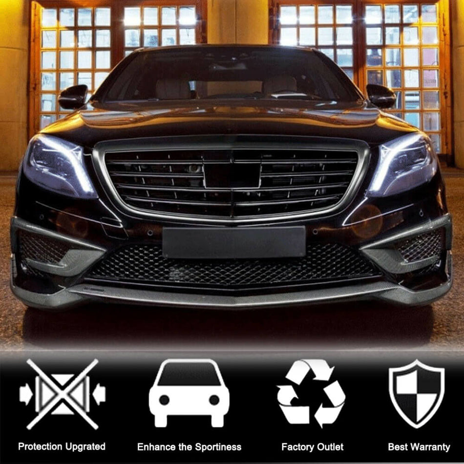 Mercedes Benz W222 S63 AMG Pre-facelift 2014-2017 Front Bumper Lip Carbon Fiber-Ahacarbon