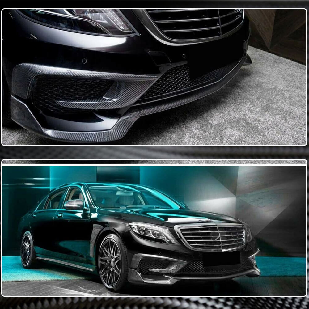 Mercedes Benz W222 S63 AMG Pre-facelift 2014-2017 Front Bumper Lip Carbon Fiber-Ahacarbon