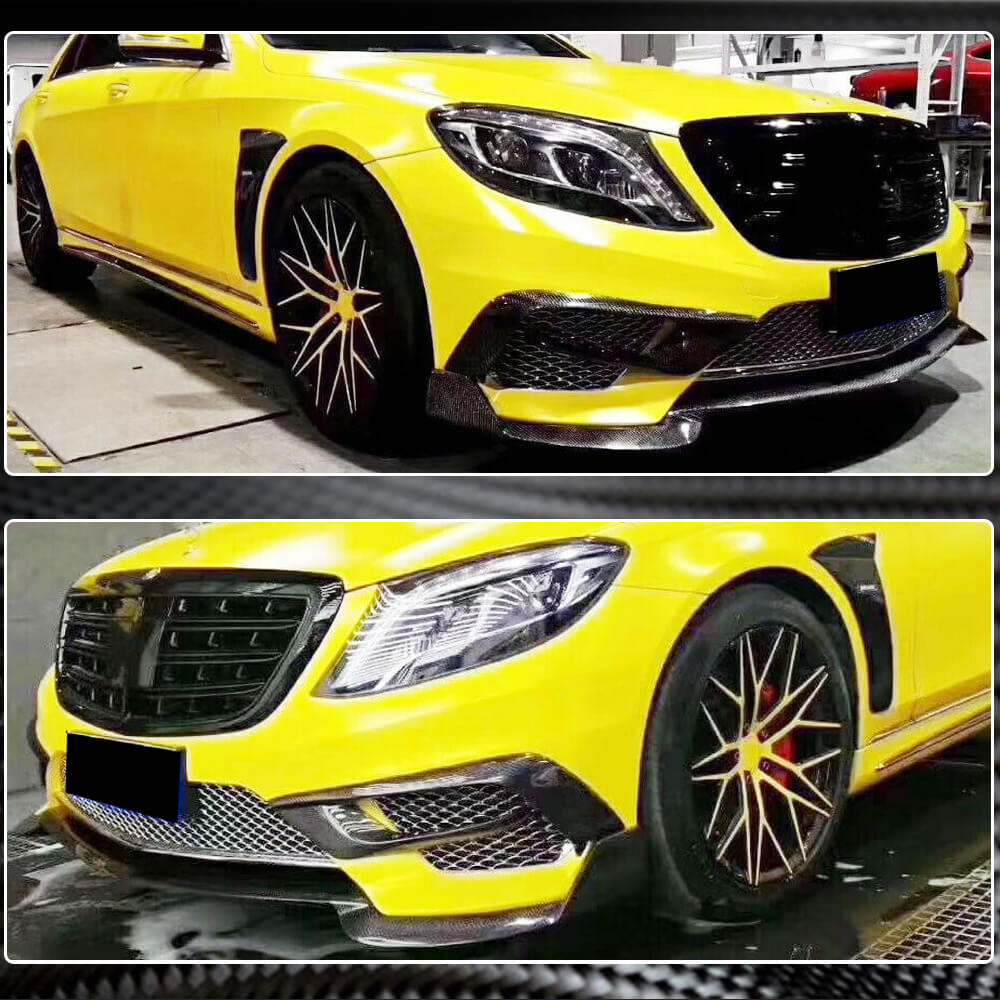 Mercedes Benz W222 S63 AMG Pre-facelift 2014-2017 Front Bumper Lip Carbon Fiber-Ahacarbon