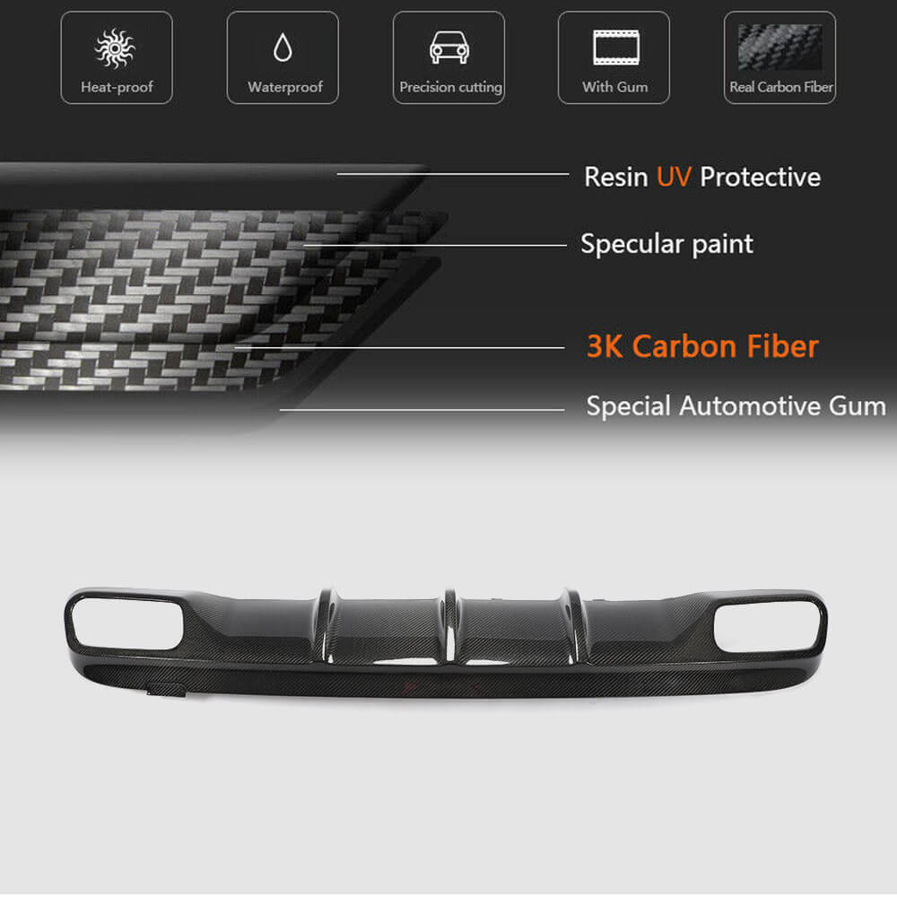 Mercedes Benz X156 GLA45 AMG Pre-facelift 2015 2016 Rear Bumper Diffuser Carbon Fiber-Ahacarbon