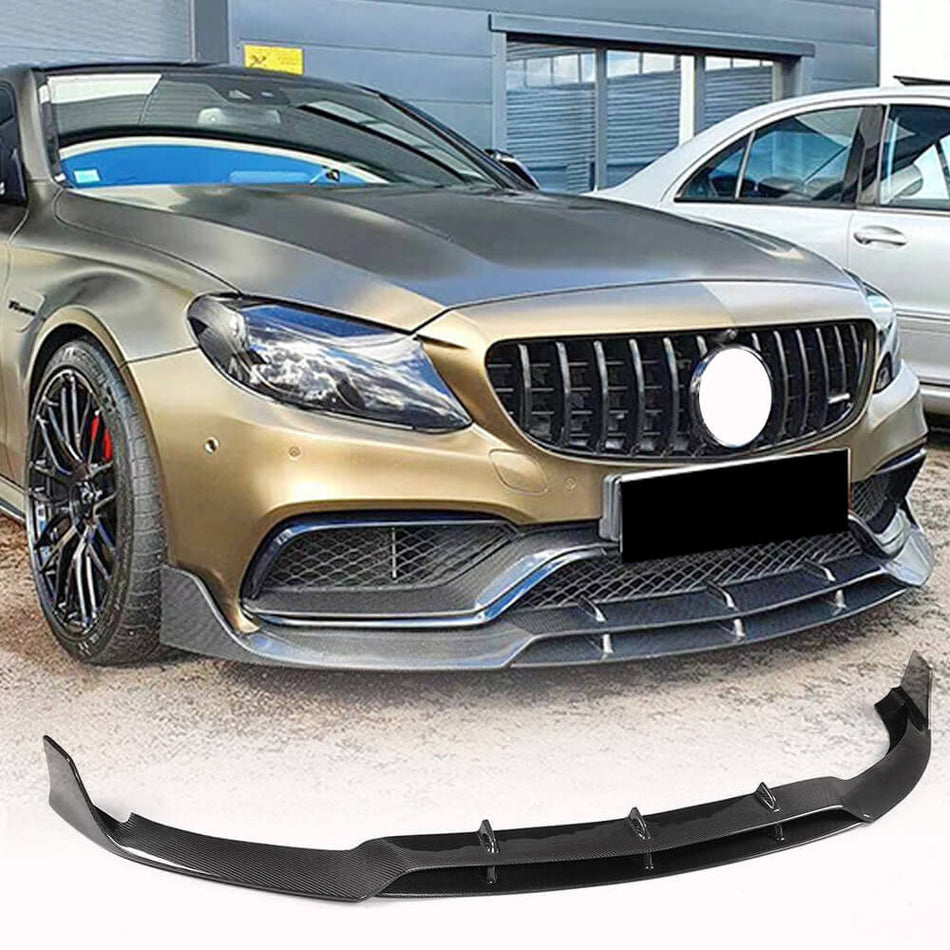 Mercedes Benz (W205) C205 A205 C63 AMG Pre-facelift 2015-2019 Front Bumper Lip Carbon Fiber/FRP-Ahacarbon