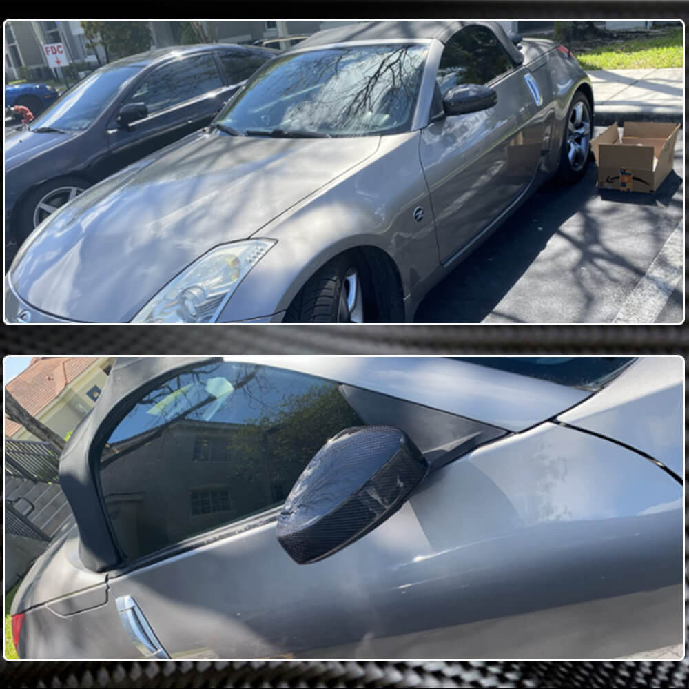 Nissan 350Z 2003-2006 Mirror Covers Dry Carbon Fiber-Ahacarbon