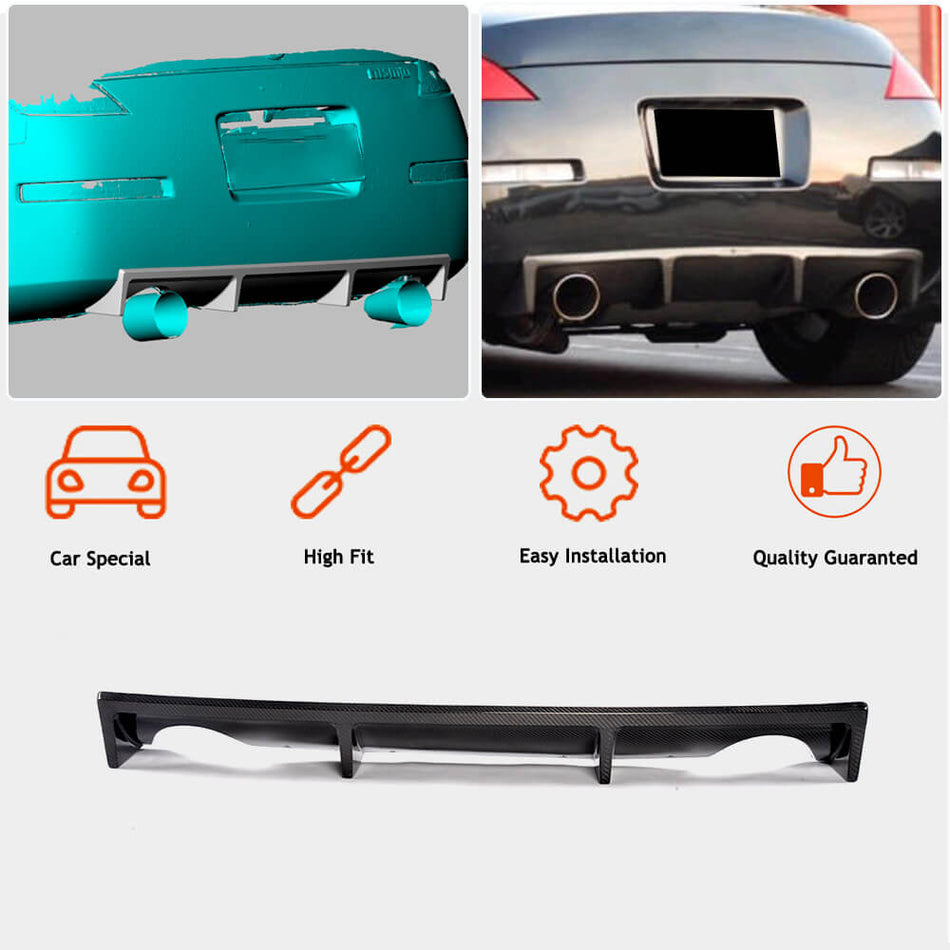 Nissan 350Z FAIRLADY Z33 2003-2009 Rear Bumper Diffuser Carbon Fiber-Ahacarbon