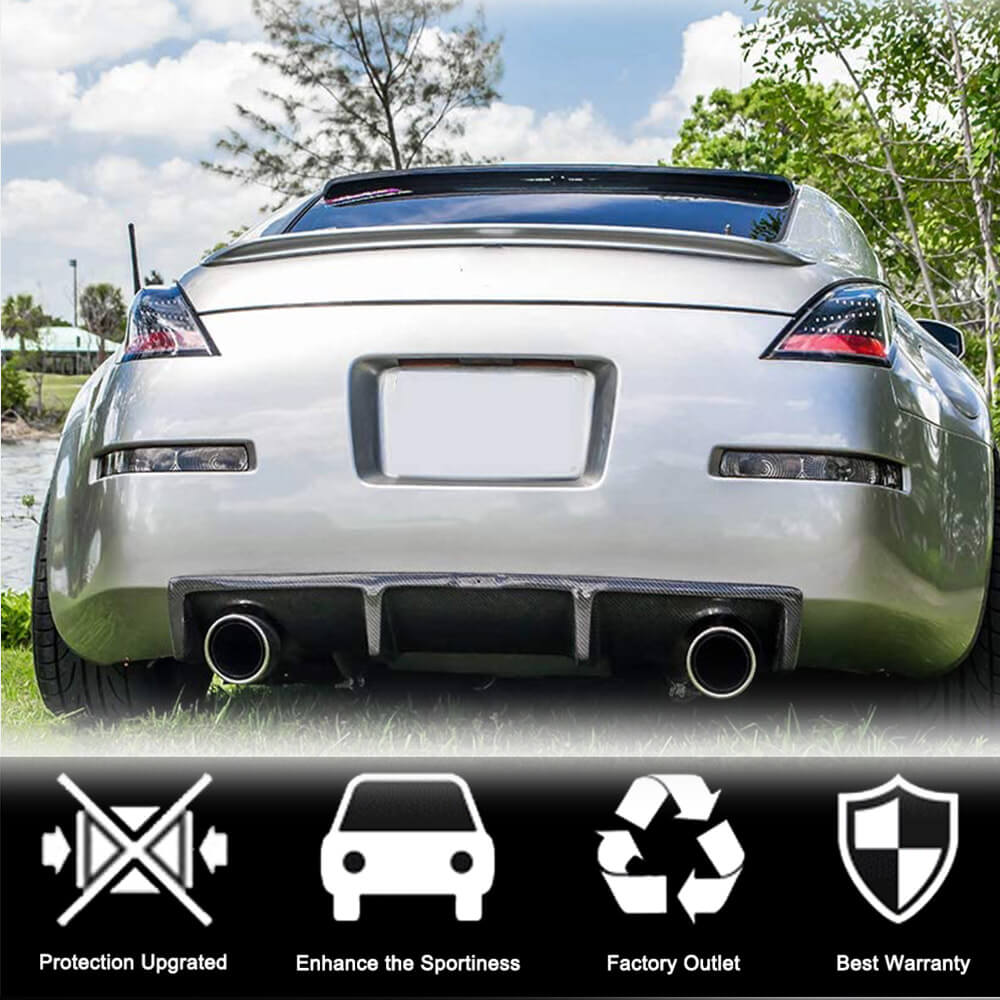 Nissan 350Z FAIRLADY Z33 2003-2009 Rear Bumper Diffuser Carbon Fiber-Ahacarbon
