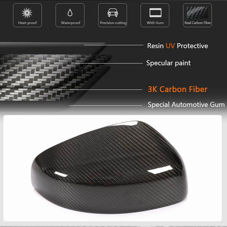 Nissan 370Z Z34 2009-2019 Mirror Covers Add-on Style Dry Carbon Fiber-Ahacarbon