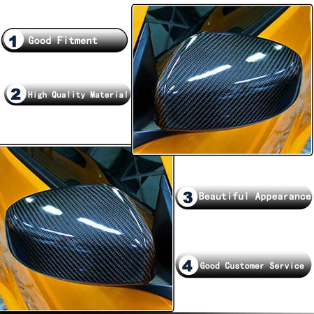 Nissan 370Z Z34 2009-2019 Mirror Covers Add-on Style Dry Carbon Fiber-Ahacarbon