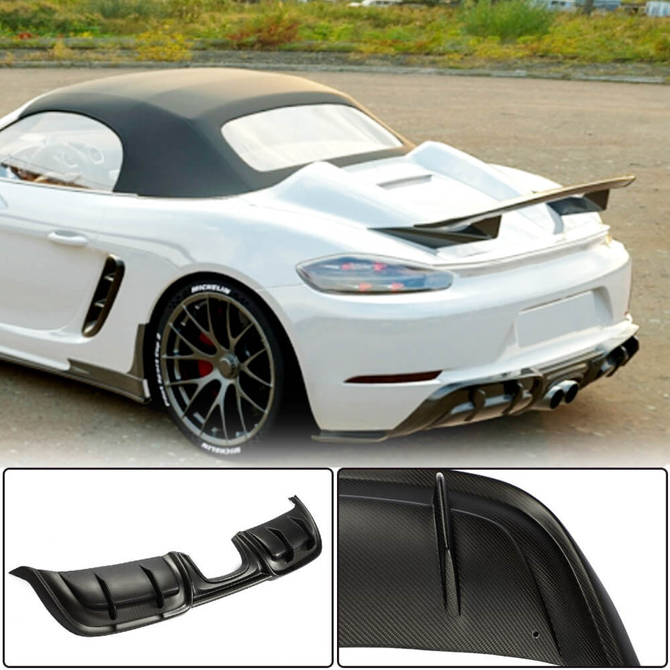 Porsche 718 (982) Boxster Cayman 2016-2019 Rear Bumper Diffuser Matte Carbon Fiber-Ahacarbon