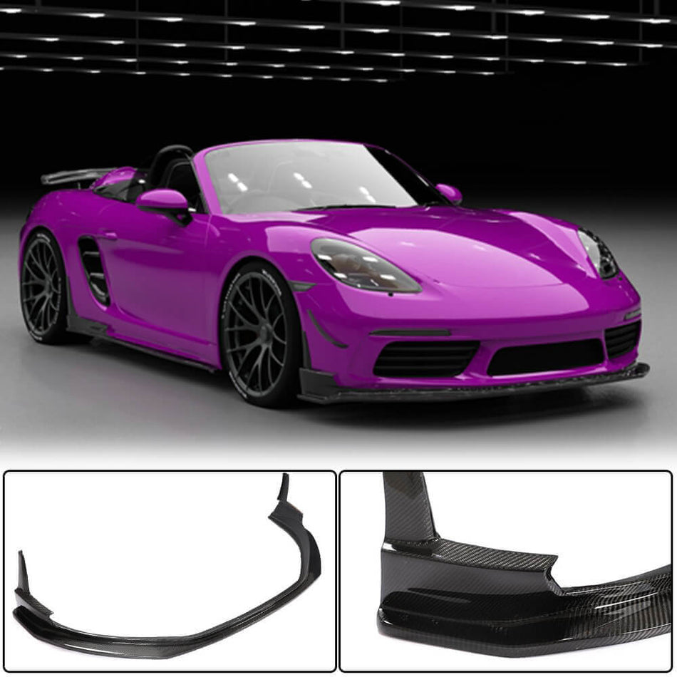 Porsche 718 (982) Boxster Cayman 2016-2019 Front Bumper Lip Carbon Fiber-Ahacarbon