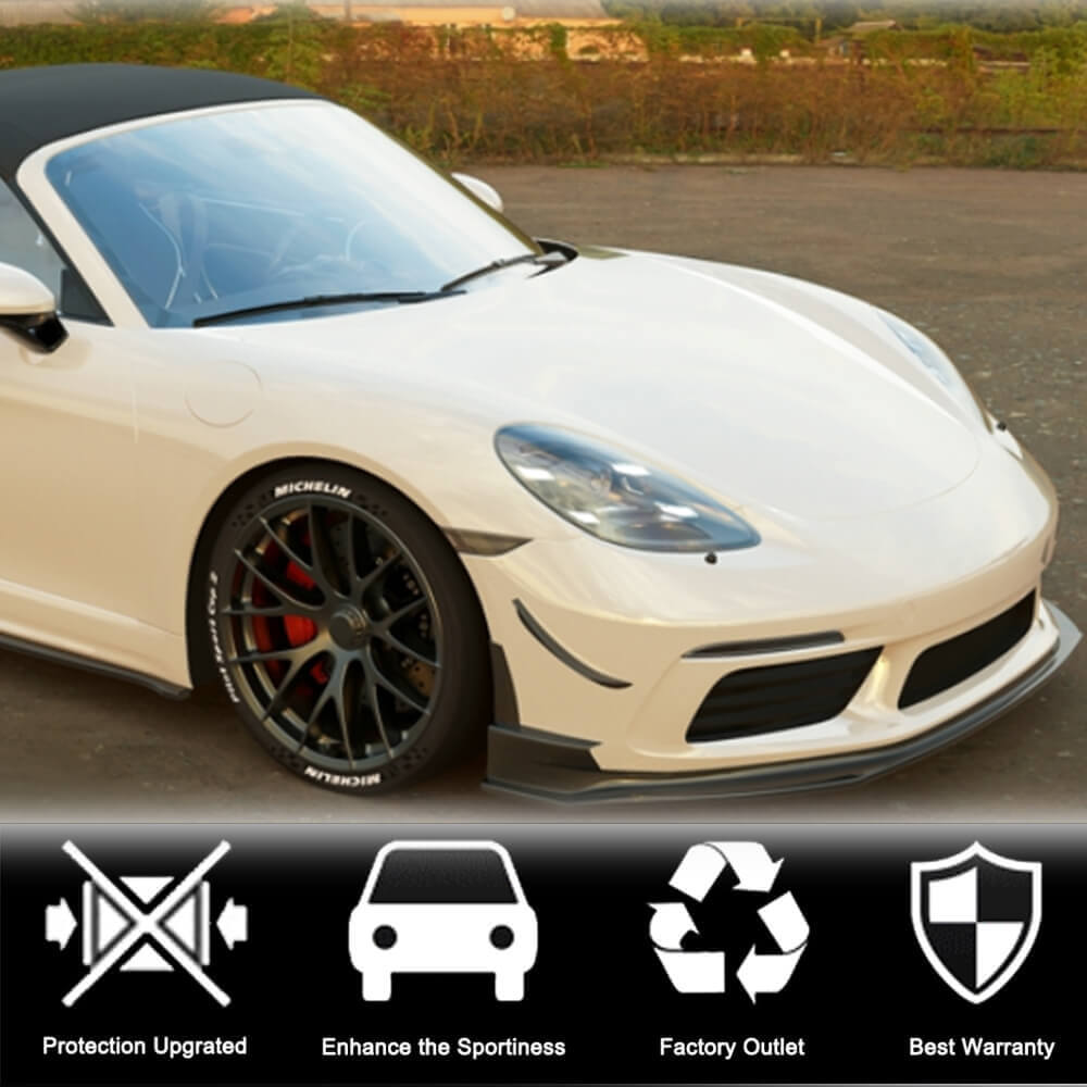 Porsche 718 (982) Boxster Cayman 2016-2019 Front Bumper Lip Carbon Fiber-Ahacarbon