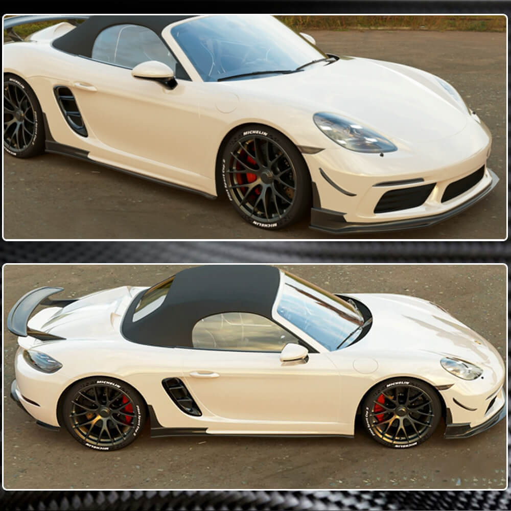 Porsche 718 (982) Boxster Cayman 2016-2019 Front Bumper Lip Carbon Fiber-Ahacarbon