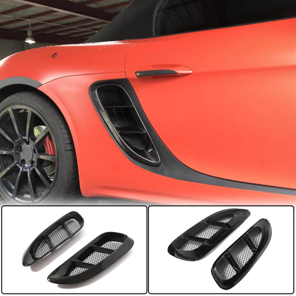 Porsche 718 (982) Boxster Cayman 2016-2022 Side Air Intake Vents Dry Carbon Fiber-Ahacarbon