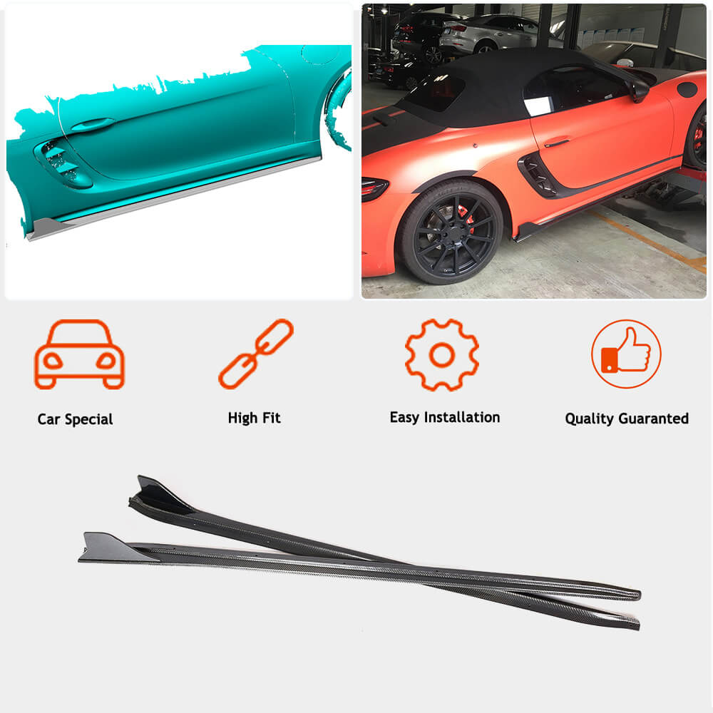 Porsche 718 (982) Boxster Cayman 2016-2019 Side Skirts Carbon Fiber-Ahacarbon