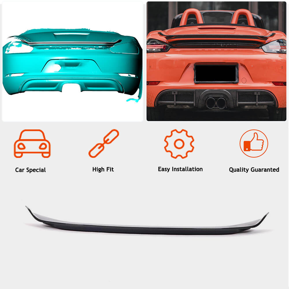 Porsche 718 (982) Boxster 2016-2021 Rear Trunk Spoiler Dry Carbon Fiber-Ahacarbon