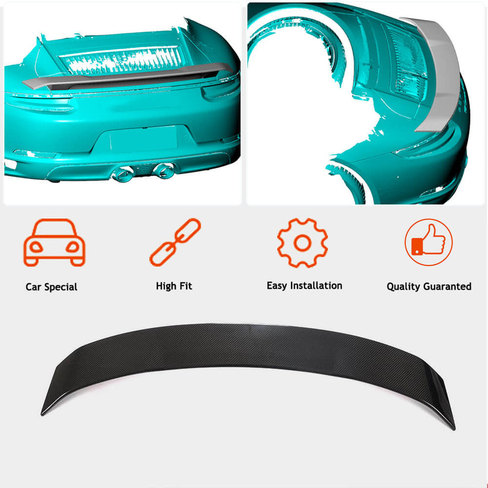 Porsche 911 (991) 991.2 Carrera Targa 4 S 4S GTS Turbo 2016-2019 Rear Trunk Spoiler Dry Carbon Fiber-Ahacarbon