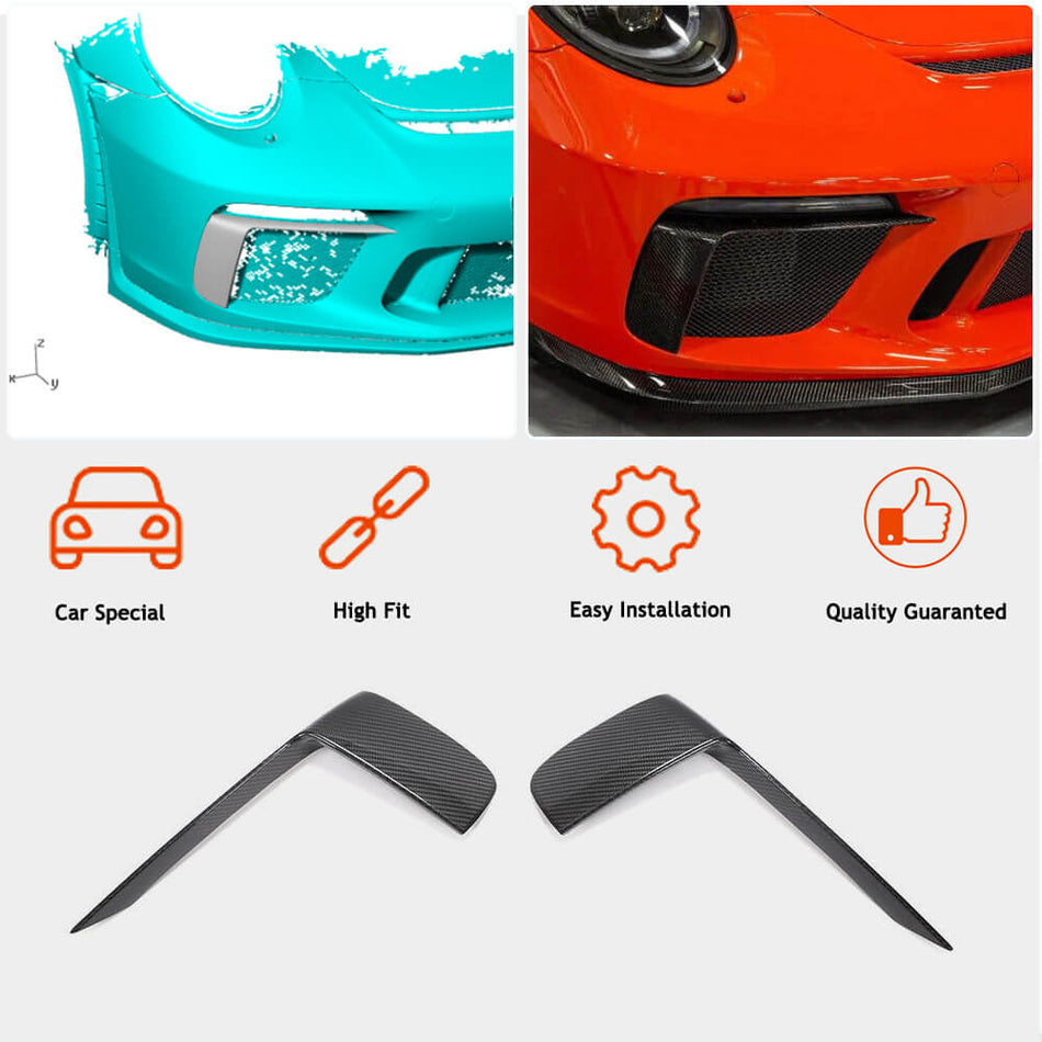 Porsche 911 991 991.2 GT3 RS Coupe 2017-2019 Fog Light Covers Dry Carbon Fiber-Ahacarbon