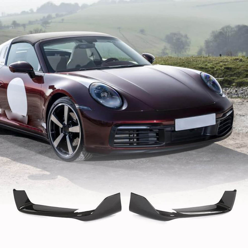 Porsche 911 992 2019+ Front Bumper Splitters Dry Carbon Fiber-Ahacarbon