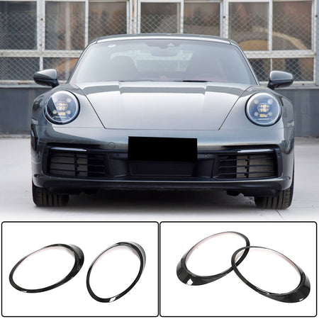 Porsche 911 992 Carrera 4 GTS Turbo S 2019+ Headlight Eyebrows Lamp Eyelids Dry Carbon Fiber-Ahacarbon