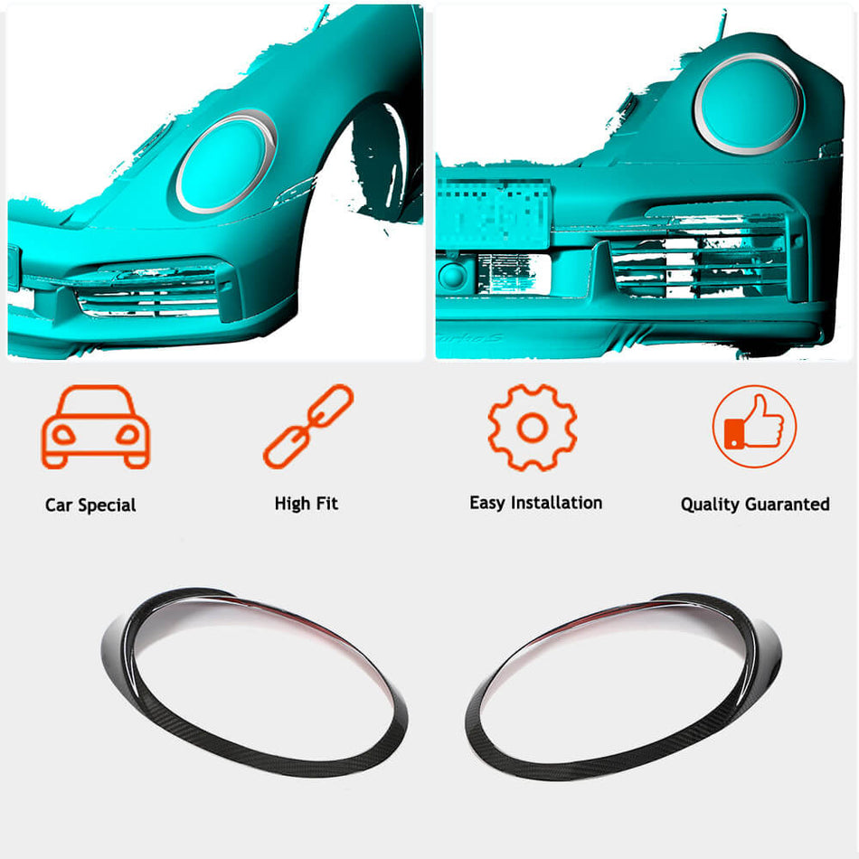 Porsche 911 992 Carrera 4 GTS Turbo S 2019+ Headlight Eyebrows Lamp Eyelids Dry Carbon Fiber-Ahacarbon