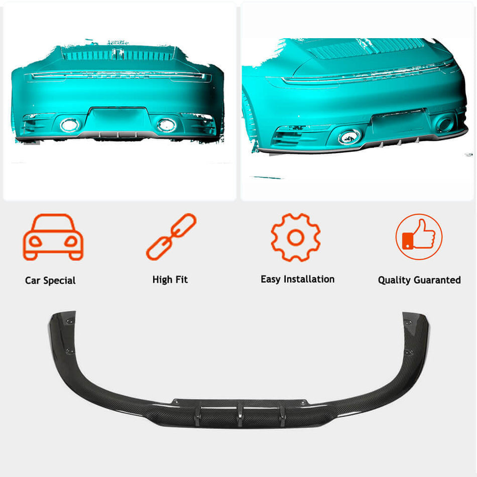 Porsche 911 992 Carrera 4S 2019UP Rear Bumper Diffuser Dry Carbon Fiber-Ahacarbon
