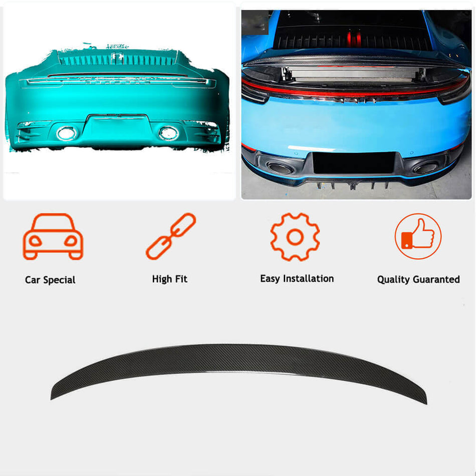Porsche 911 992 Carrera Turbo S 4S 2019-2023 Rear Trunk Spoiler Dry Carbon Fiber-Ahacarbon