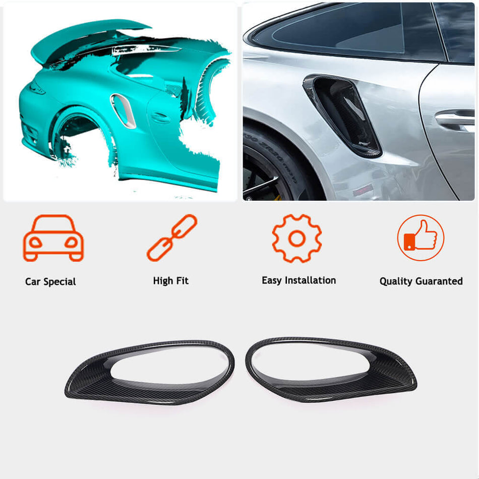 Porsche 911 Turbo S 2014-2016 Side Air Intake Vents Dry Carbon Fiber-Ahacarbon