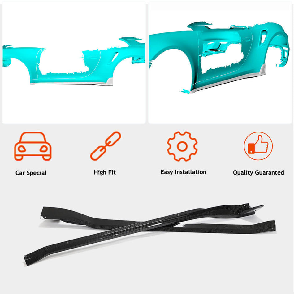Porsche 911 (992) Turbo S 2019-2023 Side Skirts Dry Carbon Fiber-Ahacarbon