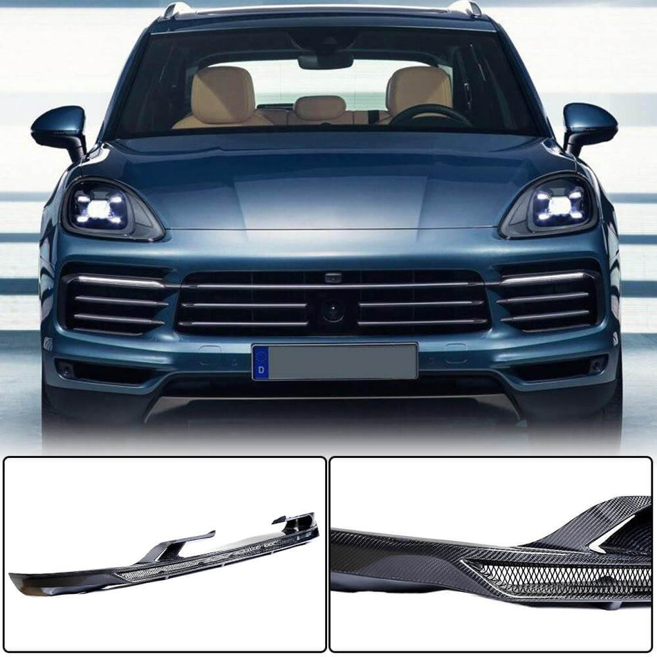 Porsche Cayenne 2018-2021 Front Bumper Lip Carbon Fiber-Ahacarbon