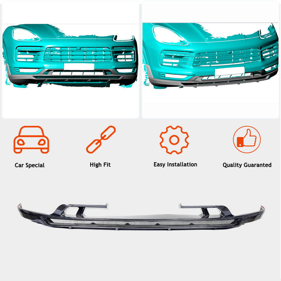 Porsche Cayenne 2018-2021 Front Bumper Lip Carbon Fiber-Ahacarbon