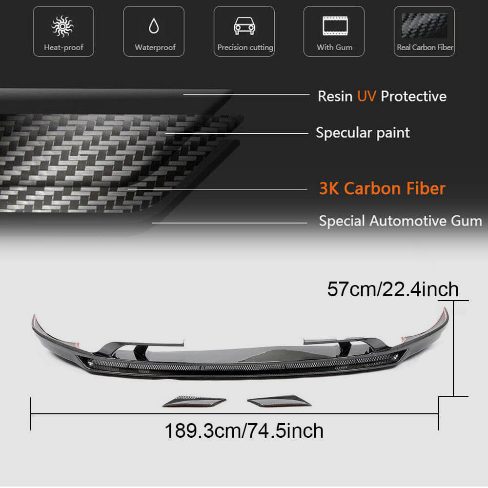Porsche Cayenne 2018-2021 Front Bumper Lip Carbon Fiber-Ahacarbon