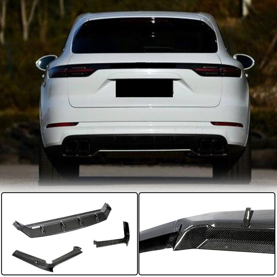 Porsche Cayenne (9Y0/9Y3) 2018-2023 Rear Bumper Diffuser Lip Carbon Fiber-Ahacarbon
